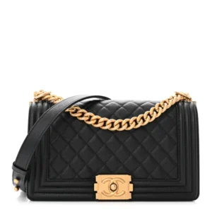 Chanel Quilted Caviar Medium Boy Flap Black Aged Gold Hardware Quality Rep