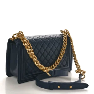 Chanel Quilted Caviar Medium Boy Flap Dark Navy Blue back1