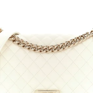 Chanel Quilted Caviar Medium Boy Flap White Light detail1