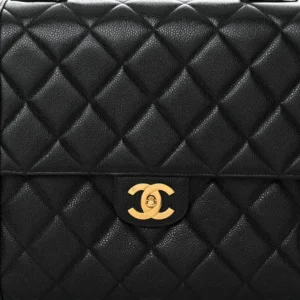 Chanel Quilted Caviar Medium Briefcase Laptop Bag Black detail1