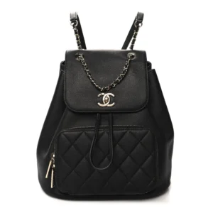 Chanel Quilted Caviar Medium Business Affinity Backpack Black Gold Hardware Lushentic Grade Bags