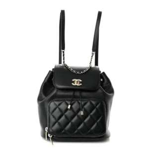 Chanel Quilted Caviar Medium Business Affinity Backpack Black Polished Light Gold Hardware Quality Rep