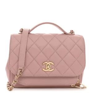 Chanel Quilted Caviar Medium Business Affinity Flap Light Pink Gold Hardware