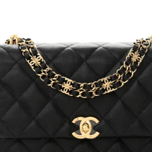 Chanel Quilted Caviar Medium Coco First Flap Black detail1