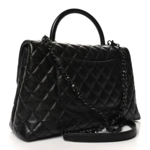 Chanel Quilted Caviar Medium Coco Handle Flap So Black back1