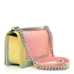 Chanel Quilted Caviar Medium Cuba Rainbow Boy Flap Polished Silver Hardware Lushentic Bags