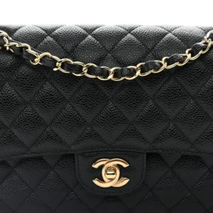 Chanel Quilted Caviar Medium Double Flap Black detail1