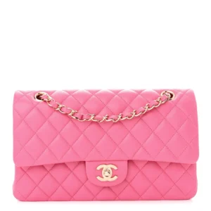 Chanel Quilted Caviar Medium Double Flap Pink Light Gold Hardware Best Lushentic Bags