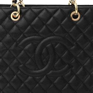 Chanel Quilted Caviar Medium Grand Shopping Tote GST Black detail2