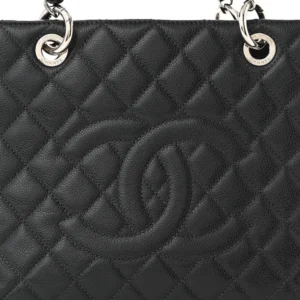 Chanel Quilted Caviar Medium Grand Shopping Tote (GST) Dark Grey detail1