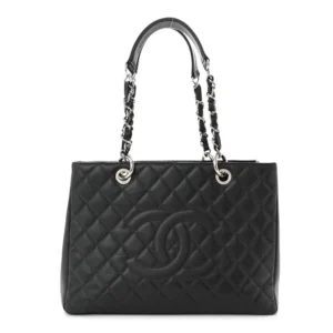 Chanel Quilted Caviar Medium Grand Shopping Tote (GST) Dark Grey Silver Hardware Quality Rep