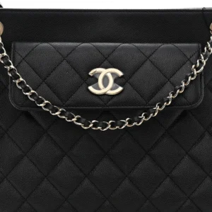 Chanel Quilted Caviar Medium In Out Flap Shopping Tote Black detail2