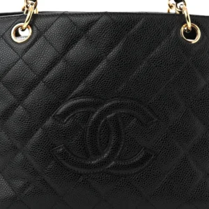 Chanel Quilted Caviar Medium Petit Timeless Tote (PTT) Black detail1