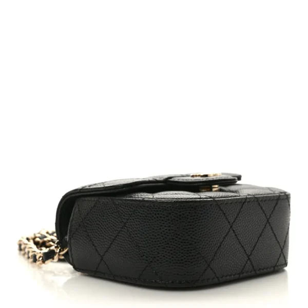 Chanel Quilted Caviar Mini Clutch With Chain Black Light Gold Hardware Lushentic Replica