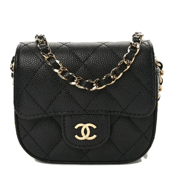 Chanel Quilted Caviar Mini Clutch With Chain Black Light Gold Hardware Lushentic Replica