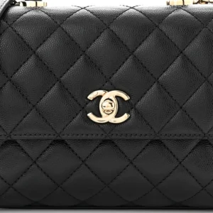 Chanel Quilted Caviar Mini Coco Handle Flap Black Light detail1