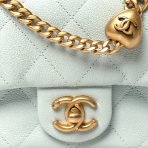 Chanel Quilted Caviar Mini Rectangular Sweetheart Flap Light Blue detail1