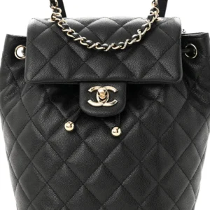 Chanel Quilted Caviar Mini Urban Spirit Backpack Black detail1