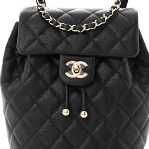 Chanel Quilted Caviar Mini Urban Spirit Backpack Black detail2