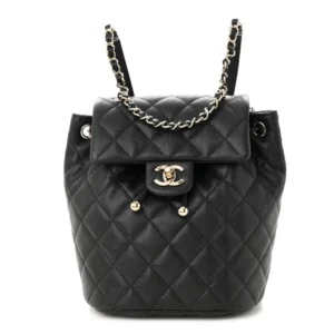 Chanel Quilted Caviar Mini Urban Spirit Backpack Black Polished Gold Hardware Replica Quality