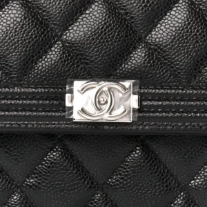 Chanel Quilted Caviar Small Boy Flap Clutch Black Light detail2