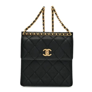 Chanel Quilted Caviar Small Chain Backpack Black Polished Gold Hardware Best Lushentic Bags