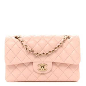 Chanel Quilted Caviar Small Double Flap Pink Gold Hardware Lushentic Grade Bags