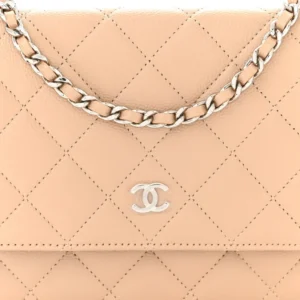 Chanel Quilted Caviar Wallet On Chain (WOC) Beige detail2