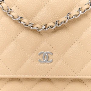 Chanel Quilted Caviar Wallet On Chain (WOC) Beige detail2