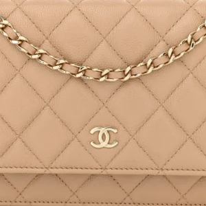 Chanel Quilted Caviar Wallet On Chain (WOC) Beige detail2