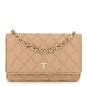 Chanel Quilted Caviar Wallet On Chain (WOC) Beige Polished Gold Hardware