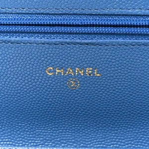 Chanel Quilted Caviar Wallet On Chain (WOC) Blue logo1