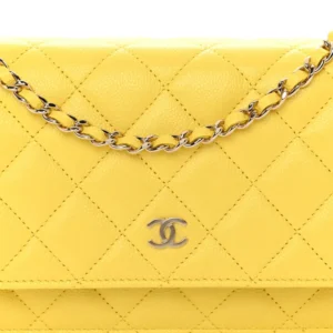 Chanel Quilted Caviar Wallet On Chain (WOC) Yellow detail2