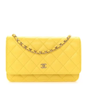 Chanel Quilted Caviar Wallet On Chain (WOC) Yellow Gold Hardware