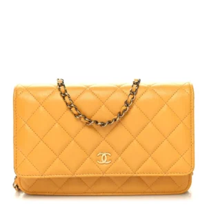 Chanel Quilted Caviar Wallet On Chain (WOC) Yellow Gold Hardware