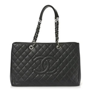 Chanel Quilted Caviar XL Grand Shopping Tote (GST) Dark Grey Silver Hardware Replica Designer Bags