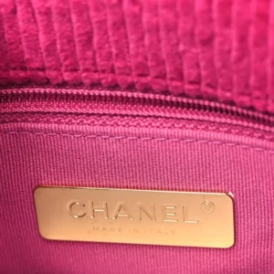 Chanel Quilted Corduroy Medium Chanel 19 Flap Dark Pink logo1