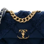 Chanel Quilted Cotton Canvas Medium Chanel 19 Flap Navy Blue Mixed Metal Hardware Lushentic Grade Bags