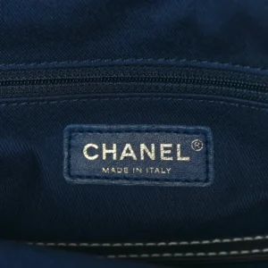 Chanel Quilted Denim Large CC Denim Trip Shoulder Bag Blue logo1