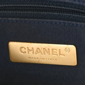 Chanel Quilted Denim Large Chanel 19 East West Shopping Bag Black logo1