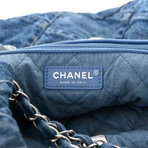 Chanel Quilted Denim Large Chanel 22 Blue logo1