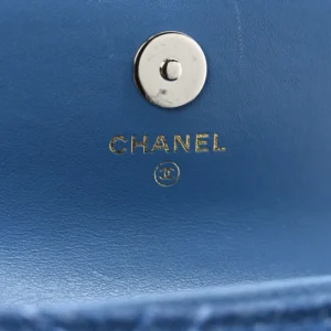 Chanel Quilted Denim Mini Chanel 19 Flap Coin Purse With Chain Blue logo1