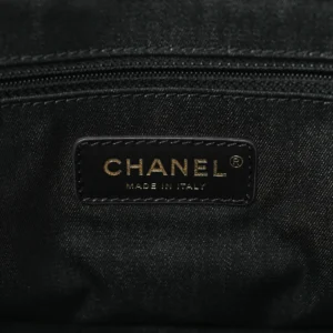 Chanel Quilted Denim Mood Maxi Shopping Bag Black and Multicolor logo