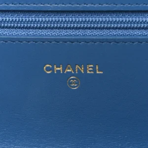 Chanel Quilted Denim Small Chanel 19 Wallet On Chain (WOC) Blue logo1