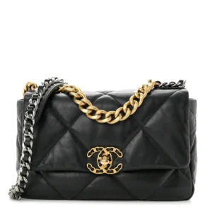 Chanel Quilted Goatskin Medium Chanel 19 Flap Black Mixed Metal Hardware  Replica Bags