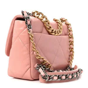 Chanel Quilted Goatskin Medium Chanel 19 Flap Light Pink back1