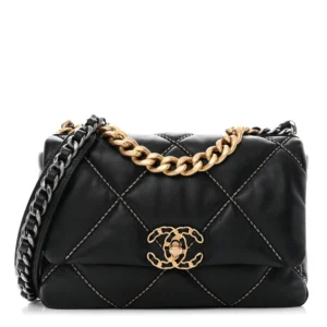 Chanel Quilted Lambskin Chain Medium Chanel 19 Flap Black Mixed Metal Hardware Replica Bags