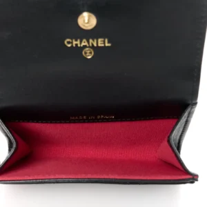 Chanel Quilted Lambskin Chanel 19 Flap Card Holder Black interior