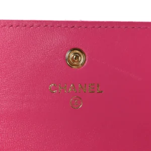 Chanel Quilted Lambskin Chanel 19 Flap Card Holder Pink logo1