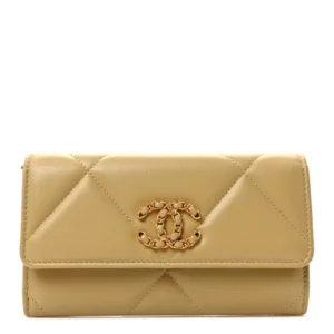 Chanel Quilted Lambskin Chanel Flap Card Holder Flap Wallet Light Green Gold Hardware Lushentic Bags